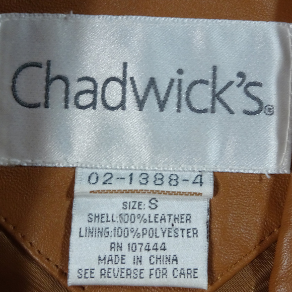 Chadwick's Brown Leather Coat Small - Picture 3 of 6